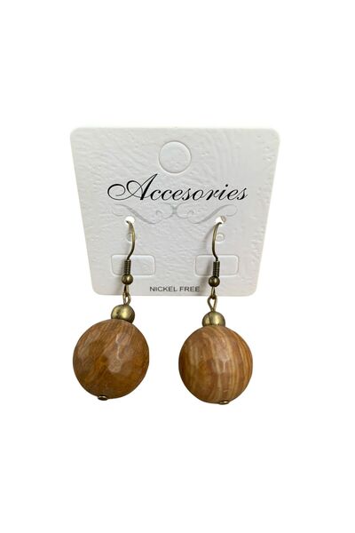 LeylanTakı Leylan Jewelry Women's Natural Stone Brown Earrings