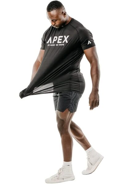 Apex Men’s L Cotton Polyester Stretch Dryfit Gym T-Shirt, 60% Cotton, Moisture Wicking