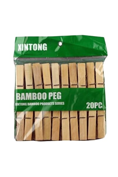 OEM Clești de rufe clasici din bambus pentru rufe, 20 buc, 6 cm,