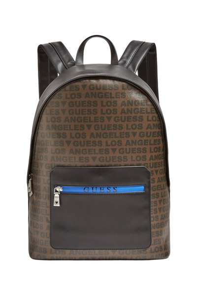 Guess Guess, Dan, Synthetic Leather, Textile Backpack, Black/Brown, For Men