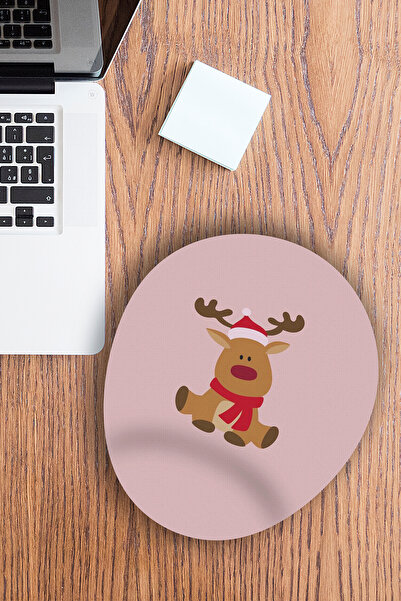 Ormira Konsept لوحة ماوس للعام الجديد مطبوع على شكل غزال جالس يرتدي قبعة