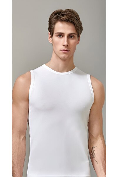 Berrak Men's 6-Pack Stretch Fabric Single Jersey Sleeveless Crew Neck Undersh...