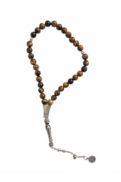 ayduganshop Doğal Taş Kaplan Gözü Tesbih 8mm Küre Kesim 33lük Tesbih