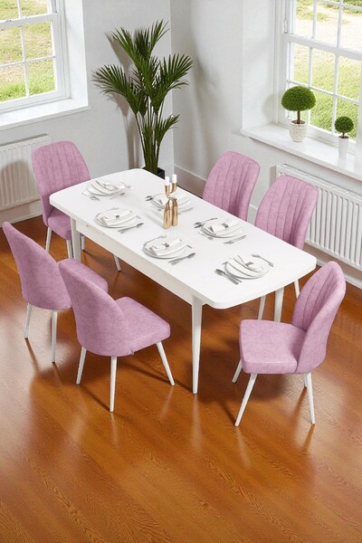 baresmu Bara Beyaz 80X132 Açılabilir Sunta Masa Yemek Odası Takımı, Mutfak Ta...