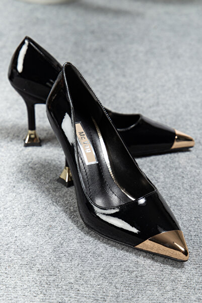 Mc vay Shoes Sila Closed Patent Leather Special Design Unbreakable Gold Steel Toe Thin Heeled Women's Stylish Stiletto