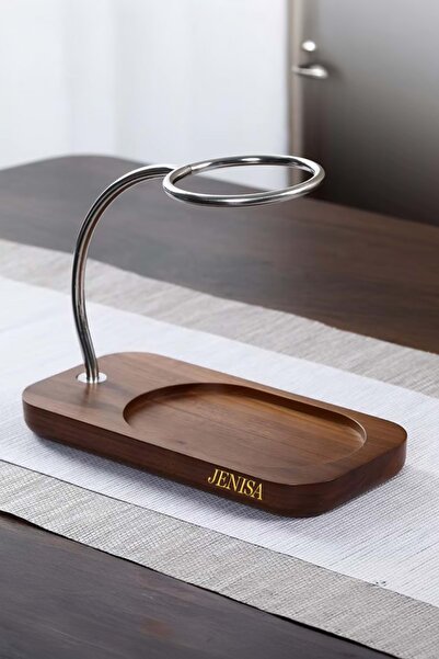 Jenisa Borosilicate Glass Magnetic Teapot Infuser Herbal Tea Infuser - Automatic Tea Straining with Wooden Stand