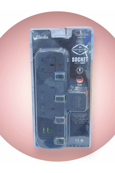 Linda مقابس تمديد الطاقة 3 منافذ 2 USB 1 Type C