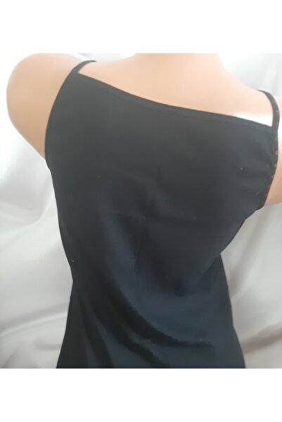 Butik Black Ribbed Drawstring Straight Leg Comfortable Women's Tank Top with Drawstring Straps