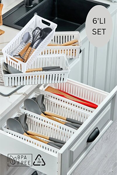 espashome Set of 6 Spoon Rests and Ladle Rests Drawer Organizer / White