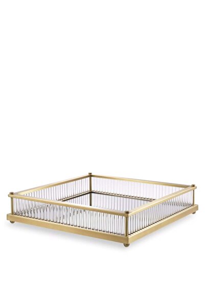 tuan design İthal Cam Cam Çubuk Tepsi 40-40 cm