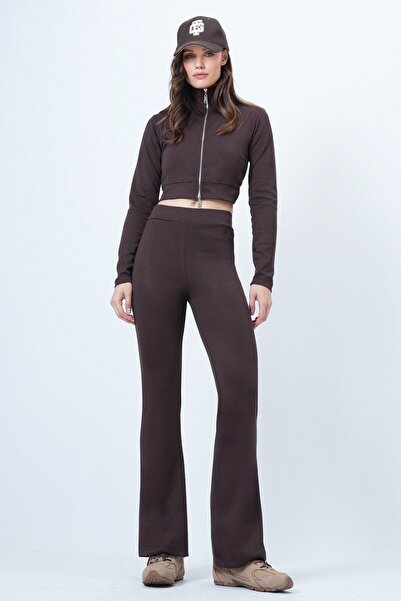 VAGGON Double Zipper Jacket Flared Sets