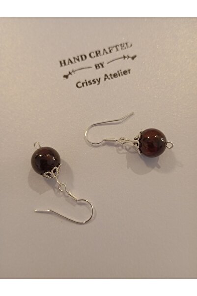 OEM Silver 925 Earrings with Garnet 10 mm