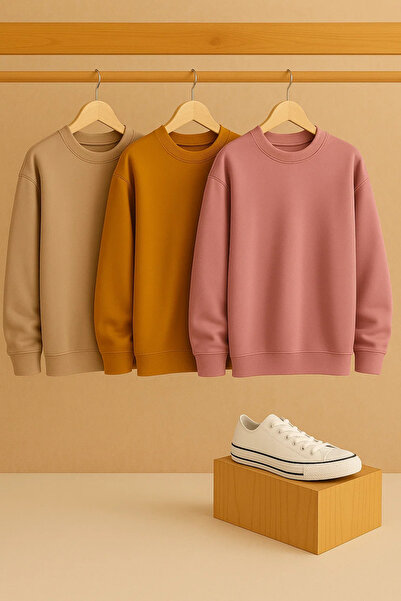 COMBİNE MİCHAİL Women's Crew Neck Oversized 3-Piece Sweatshirt