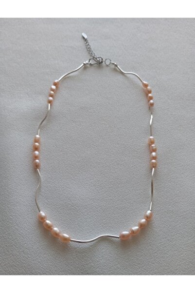 OEM Necklace with pink cultured pearls and silver elements