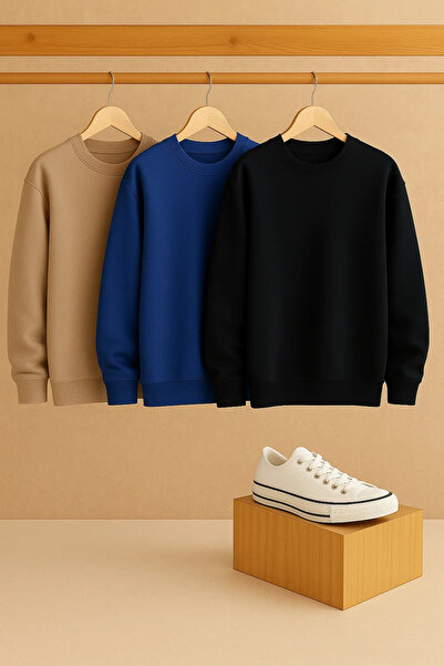 COMBİNE MİCHAİL Women's Crew Neck Oversized 3-Piece Sweatshirt