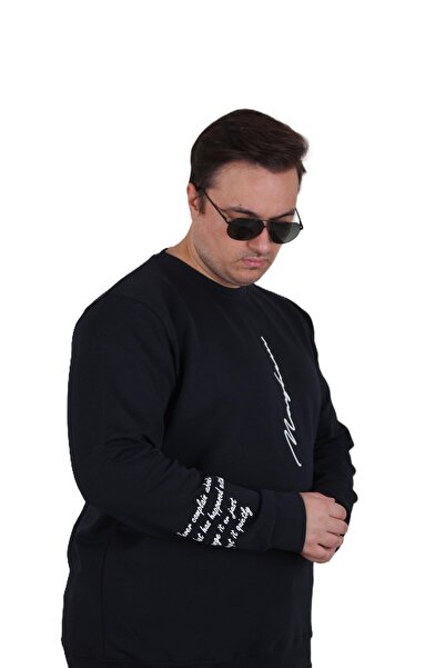 MocGrande Large Size Crew Neck Sweat Double Face 25707 Navy Blue