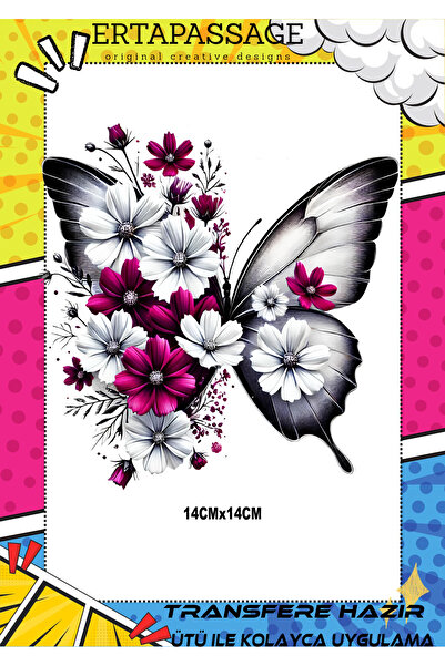 ErTaPassage Kelebek1 DTF Transfer Baskı – Ütüyle Yapışan – Tişört İçin Kolay ...