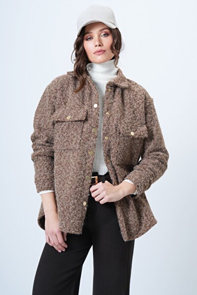 VAGGON Buklet Textured Oversized Shirt Jacket