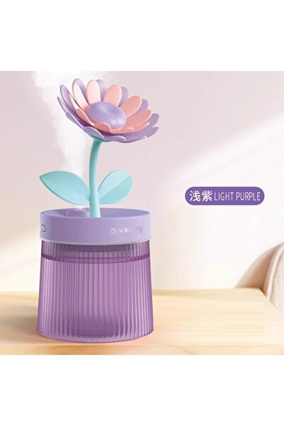 Livava Led Işıklı Papatya Buhurdanlık Difüzörü, Hava Nemlendirici, Mor, 15x10