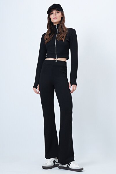 VAGGON Double Zipper Jacket Flared Sets