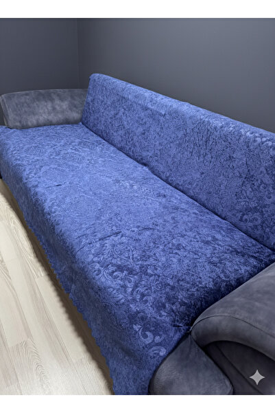 OSIO Daisy Non-Slip Velvet Sofa Cover with Sponge Base 170X210 cm Navy Blue