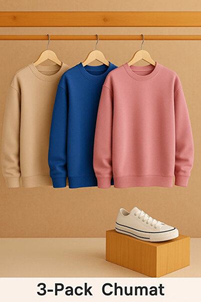 COMBİNE MİCHAİL Women's Crew Neck Oversized 3-Piece Sweatshirt