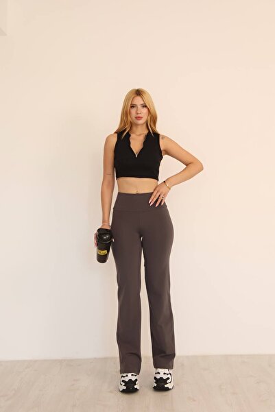 GRODYT Grody.T Women's High Waist Detailed Flared Diving Leggings Pants