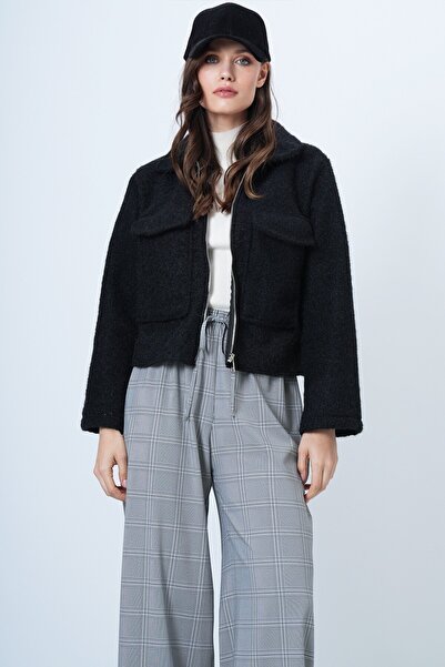 VAGGON Double Pocket Zipper Closure Boucle Jacket