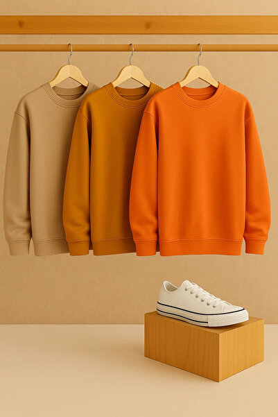 COMBİNE MİCHAİL Γυναικείο φούτερ με λαιμόκοψη oversized 3-συσκευασία