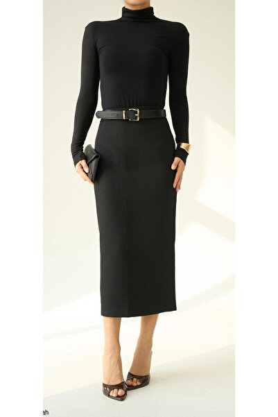 mor butik Women's Black High-Waisted Pencil Skirt – a Must-Have for Office and Everyday Stylish Outfits