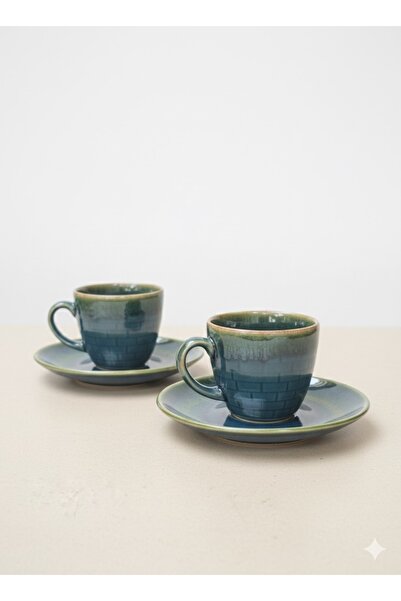 AENLINE HOME 2'li Özel Tasarım Kahve Fincan Seti / Seramik El İşi Espresso Türk Kahvesi Fincanı