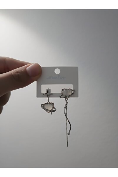Jewerly Asimetrik Gezegen Kalp Küpe