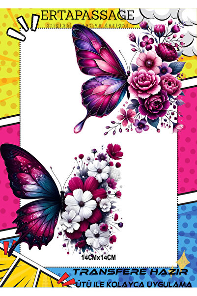 ErTaPassage Kelebek6 DTF Transfer Baskı – Ütüyle Yapışan – Tişört İçin Kolay ...