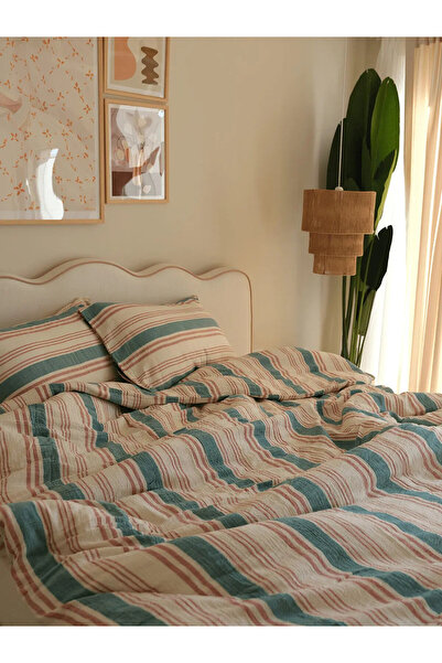 NEEDLE Casa Verde Çift Kişilik Çarşaflı Müslin Nevresim Takımı