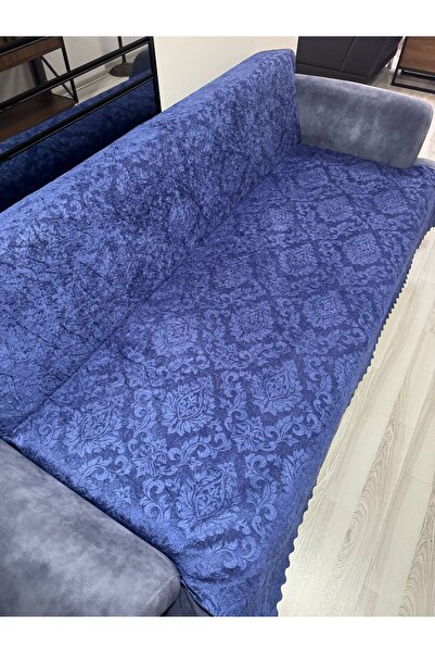 OSIO Daisy Non-Slip Velvet Sofa Cover with Sponge Base 170X210 cm Navy Blue
