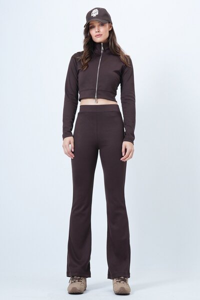 VAGGON Double Zipper Jacket Flared Sets