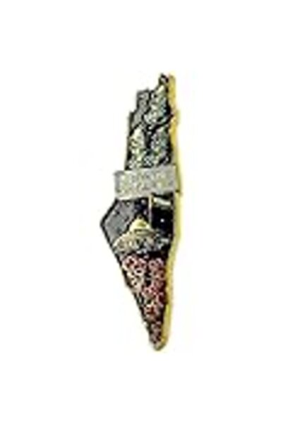 Generic Palestine Map Metal Pin Badge, 3D Design, 3cm, Gold-tone with Floral Details
