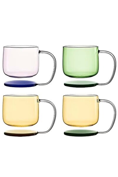 Jenisa Modern Design Borosilicate Colored Mug – Self-Standing Glass Cup – Green