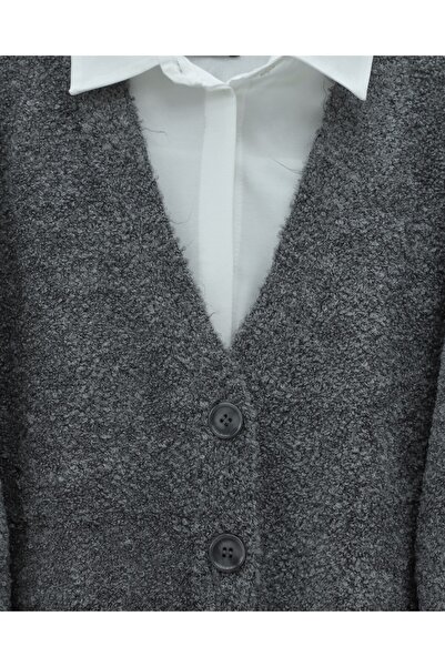 Modamorfo Buttoned Casual Knit Cardigan - Smoked