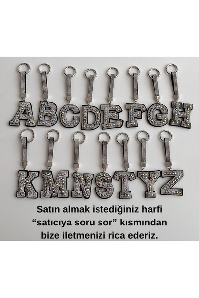 Luxury Gift Zircon Gemstone Letter Keychain - Bag Ornament - Bag Charm 14.5cm