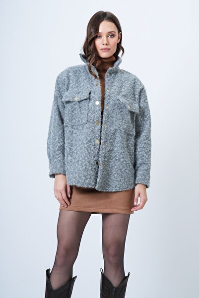 VAGGON Buklet Textured Oversized Shirt Jacket