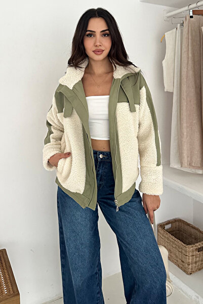 Noa Noa Women's Color Block Zippered Sherpa Coat – Cozy Contrast