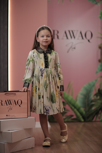 RAWAQ KİDS Desenli Piliseli Elbise