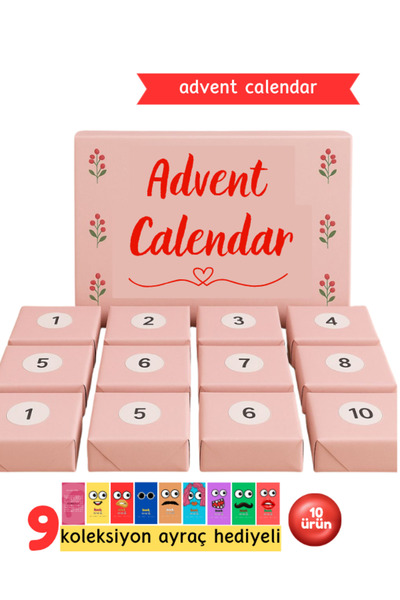 Pembe Pasaj Advent Calendar - Sürpriz Kırtasiye Kutusu - Sürpriz Hediye Seti