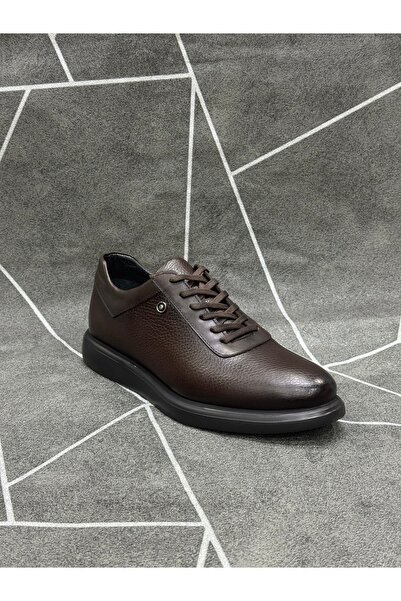 NYZ Brown Genuine Leather Eva Sole Lace-Up Casual Shoes
