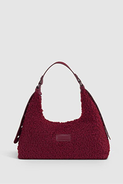 KOÇAK ÇANTA Women's Faux Fur Woven Baguette Bag