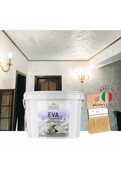 YaYa Color Luxury Decorative Paint Set, Eva Madreperla Pearl White, 2.5 Liters and 70 mm Brush