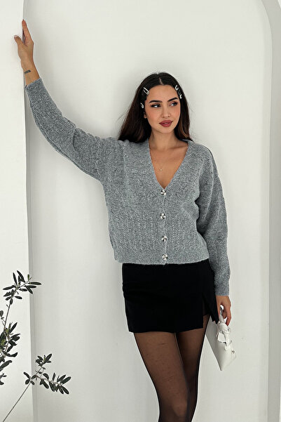 Noa Noa Women's V-Neck Buttoned Knit Cardigan – Textured Grace