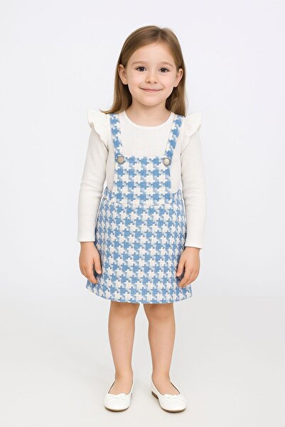 Erzani Kids Chanel Slopet Double Suit Bottom Woven Fabric Top Twist Stretch Fabric Sleeve Ruffled Badi Suit