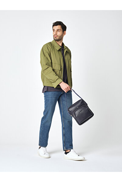 Pierre Cardin Синя чоловіча сумка з регульованими плечовими ременями, двома застібками-блискавками та кишенями 01PC001431